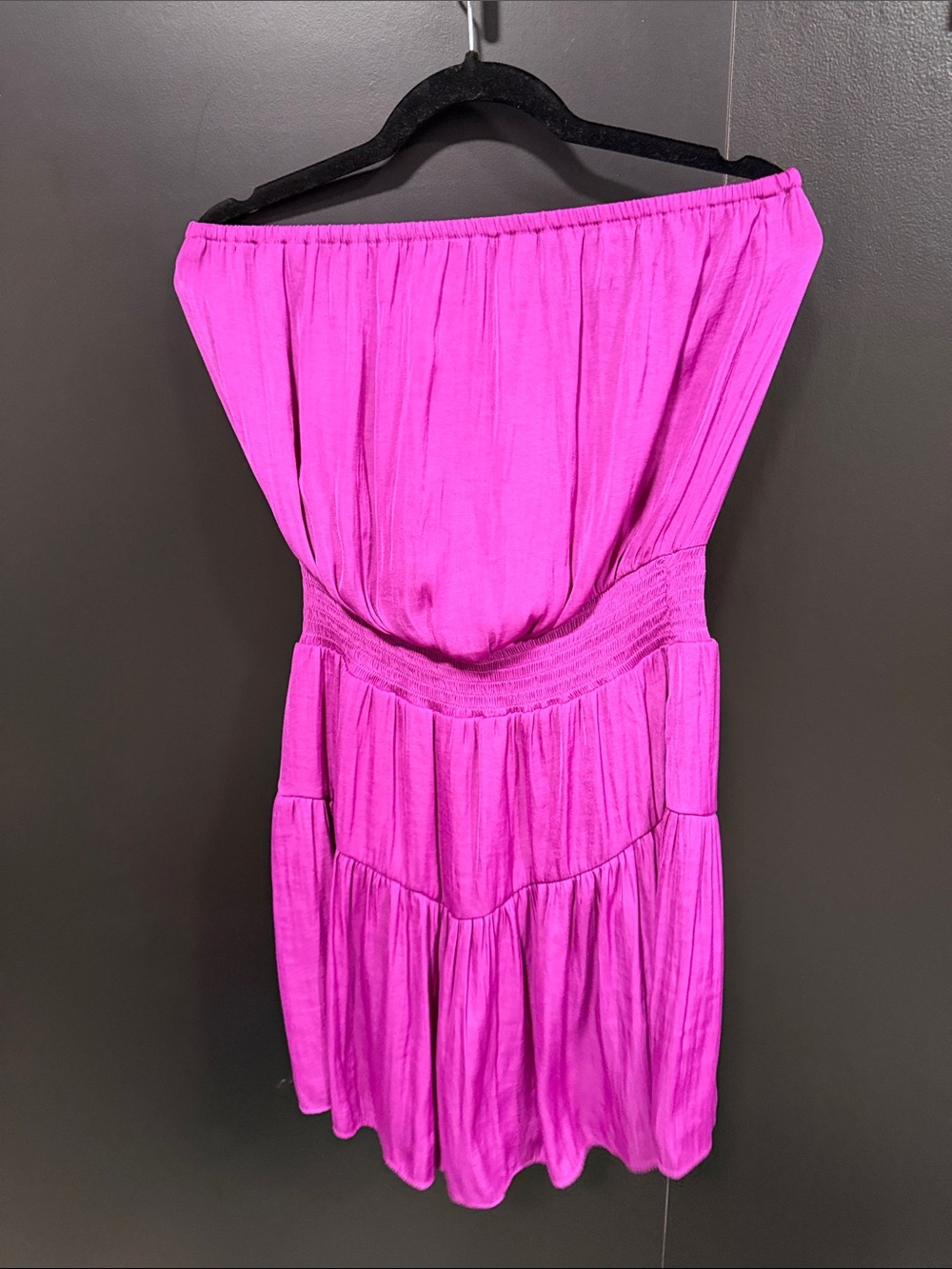 Naked Zebra Strapless Tiered Dress - Hot Pink